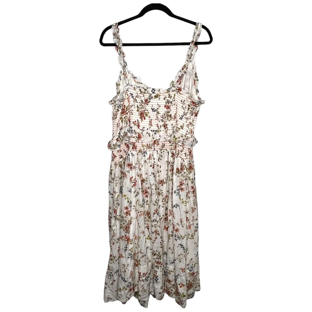 Anthropologie Floral Midi Dress - Cream and Red - Picture 3 of 11